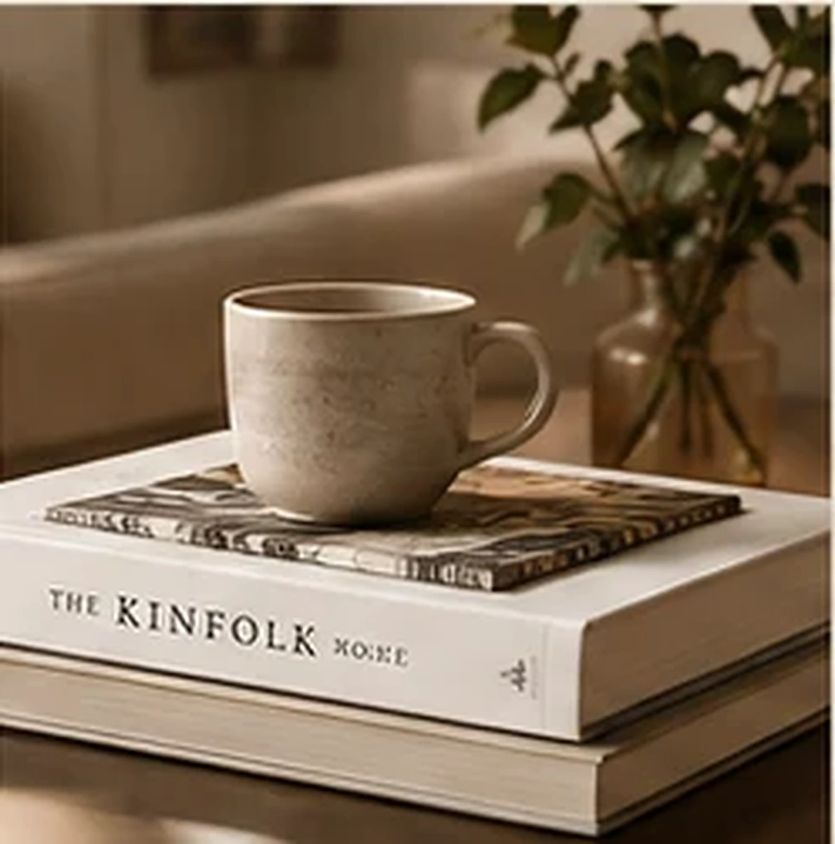Books and coffee on a warm table