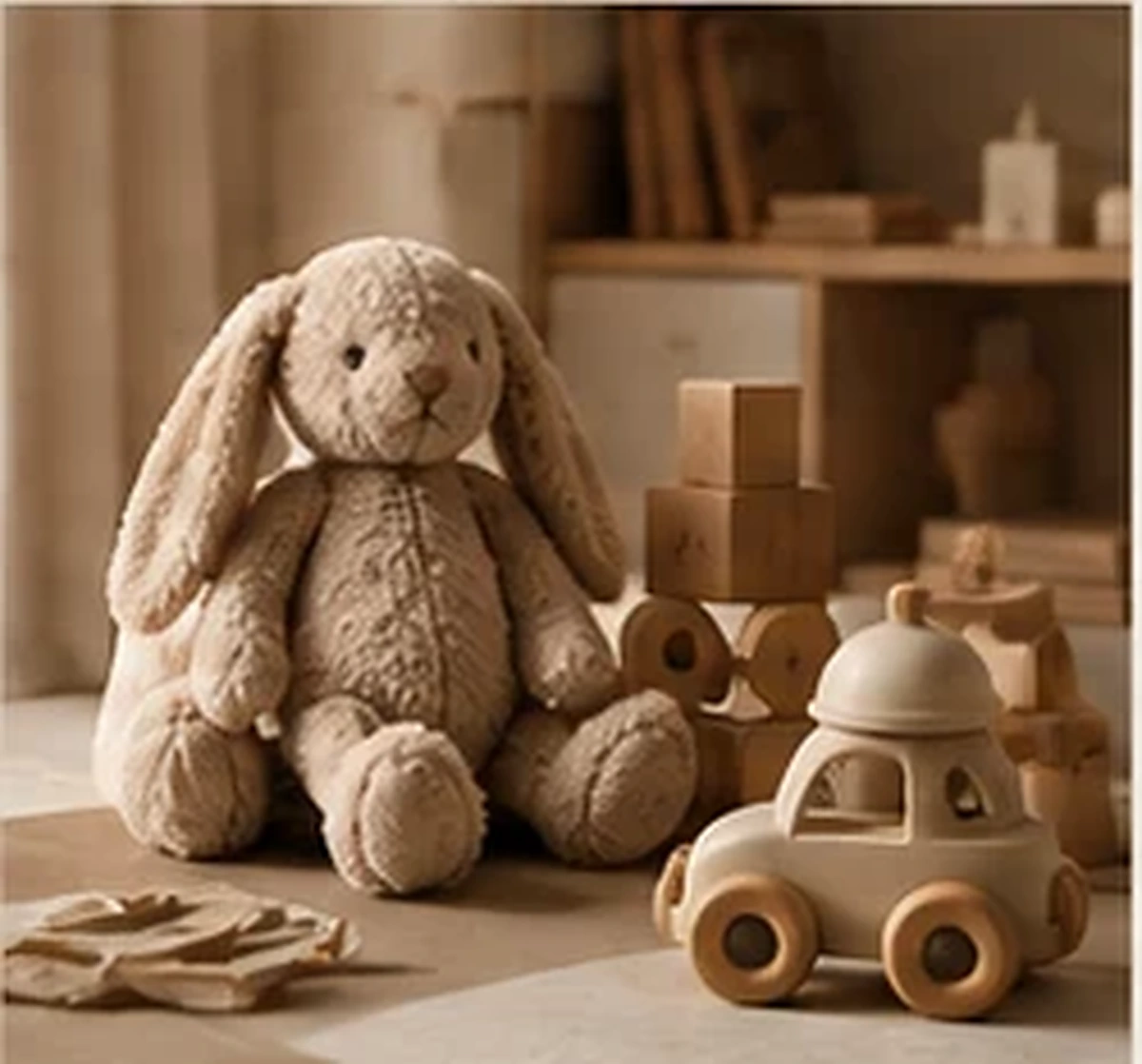 Soft toy and wooden children's toys