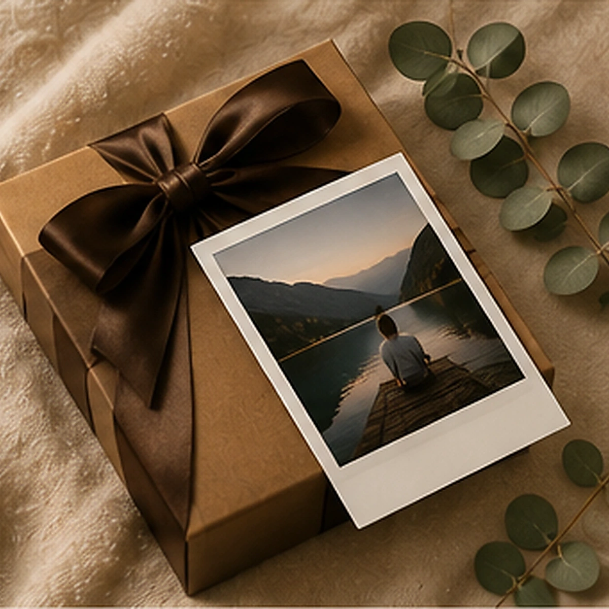 Wrapped personal gift with a photograph